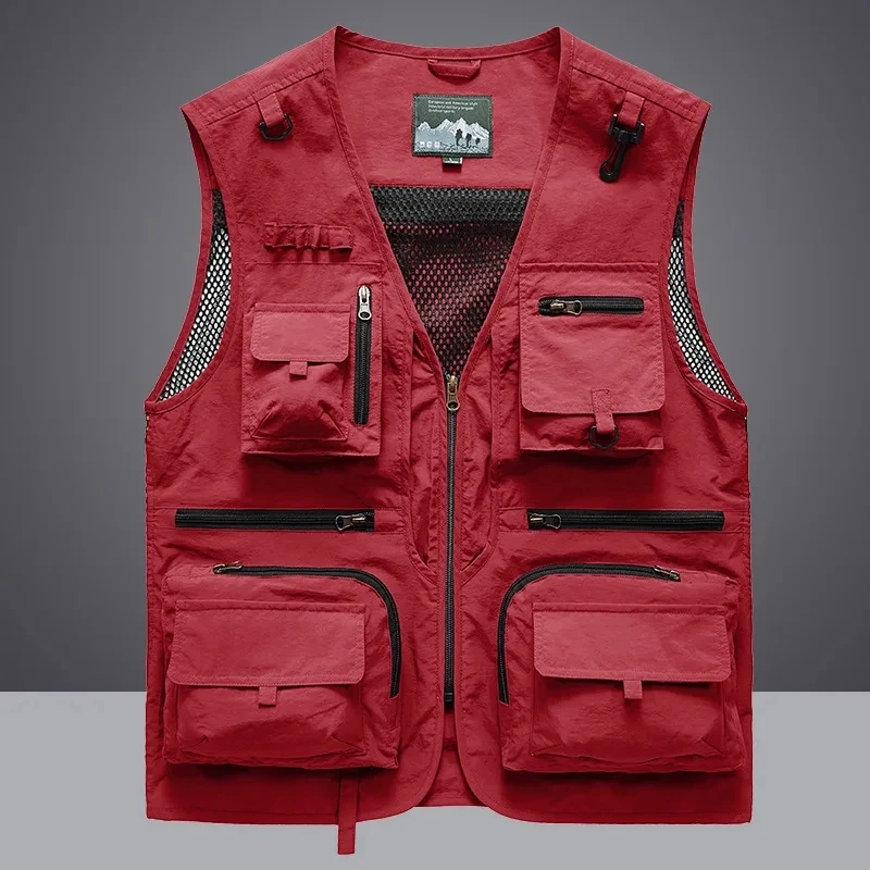 

4 Pockets Summer New Men US Tactical Hiking Fishing Vest Mens Photographer Waistcoat Mesh Cargo Sleeveless Jacket Tool Vest 6XL