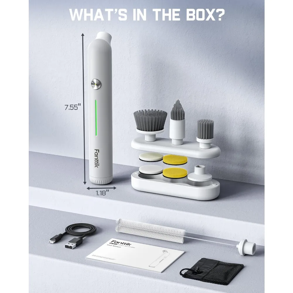 

G9 Nano Electric Spin Scrubber, Cordless Power Grout Brush, Type-C Fast Charging with LED Power Display, IPX7 Waterproof