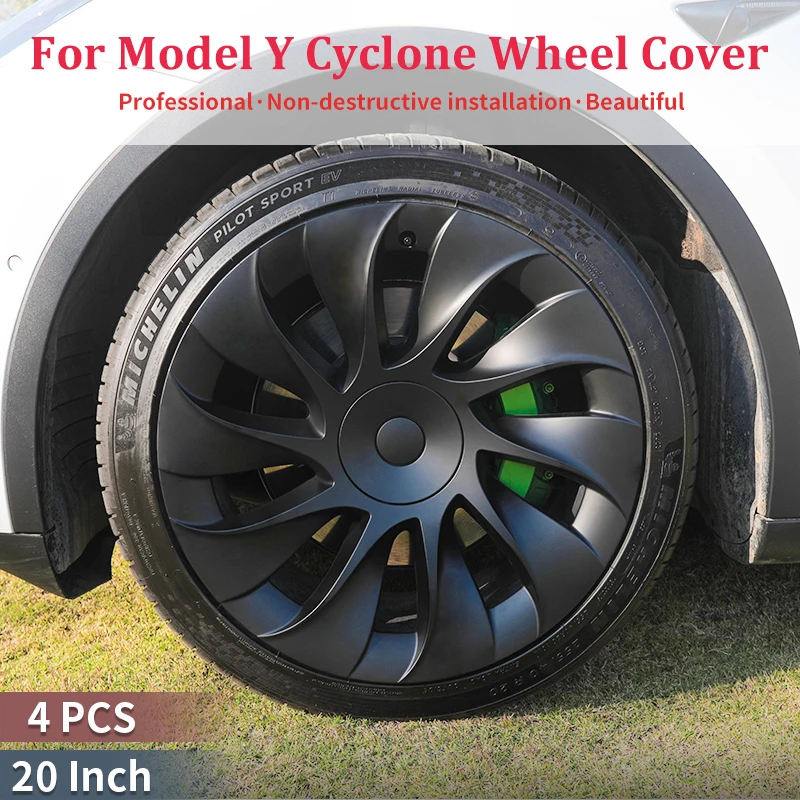 Hubcaps Design for Tesla Model Y 2020-2024 Cyclone Wheel Rim Cover 4PCS 20 inch Cover Hubcaps Automobile Replacement Accessorie