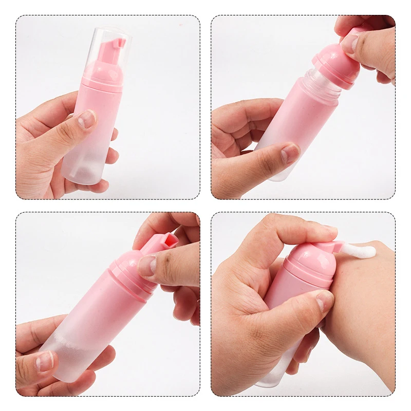 Bouteille à pompe à mousse de 60ml, 1 pièce, bouteilles de shampoing pour cils, bouteille à pompe à mousse de voyage vide en plastique rechargeable, Mini distributeur de savon réutilisable