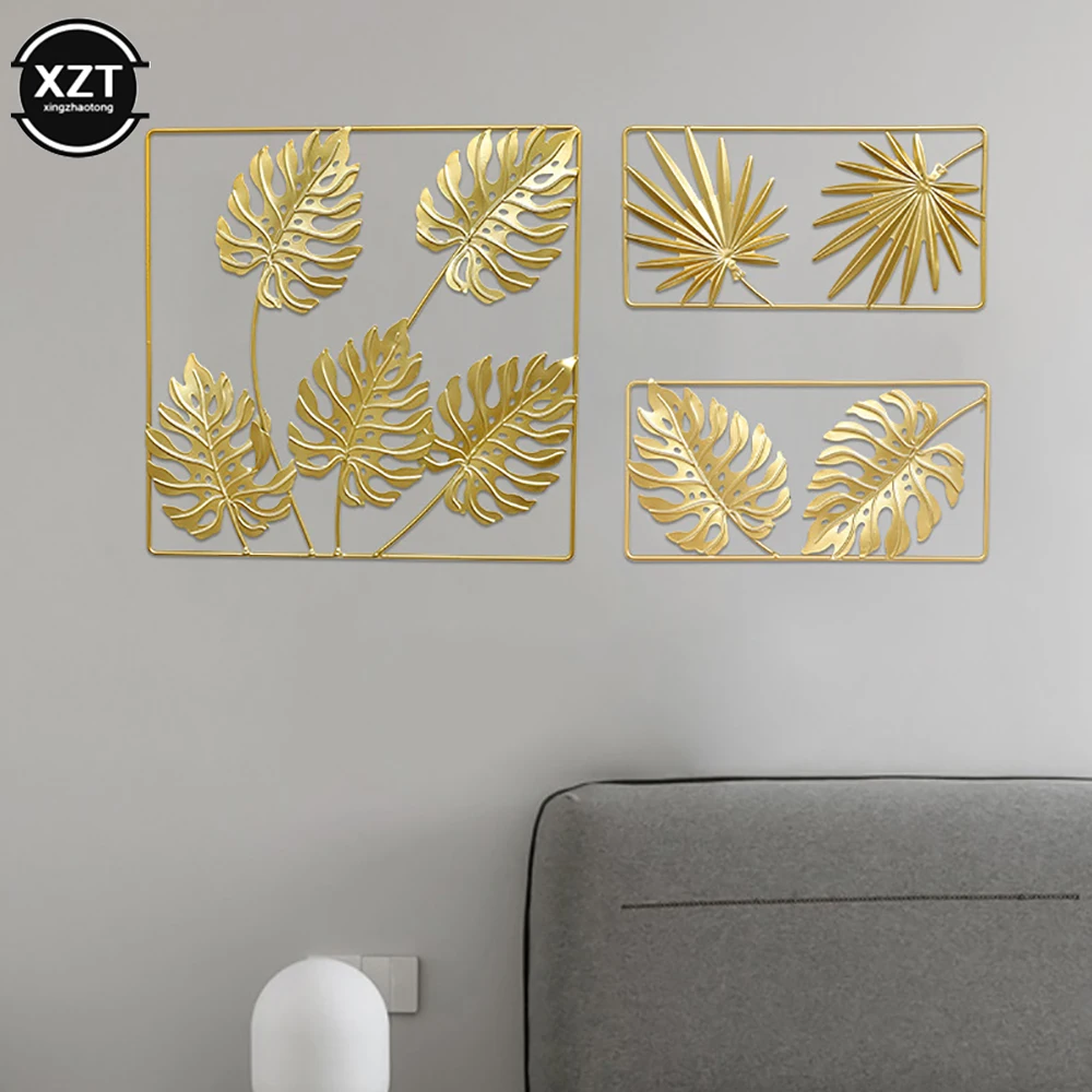 Moderno simples artificial folha de tartaruga ouro sala estar luz parede luxo decorat sofá fundo da pintura parede metal pendurado