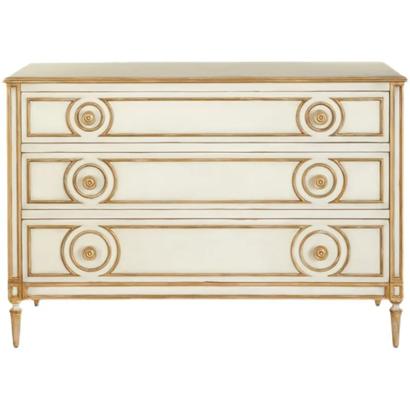 

American solid wood carving flower chest cabinet solid wood foyer cabinet partition European decorative porch