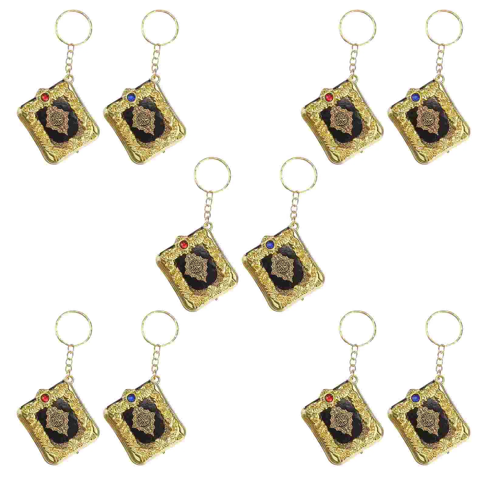 10 Pcs Religious Pendant Quran Koran Books Pendants Keychains Mini Muslim Keyrings