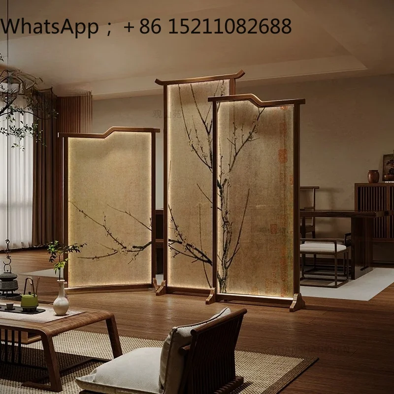 SCY screen solid wood movable partition tea room entrance hotel clubhouse entrance simple