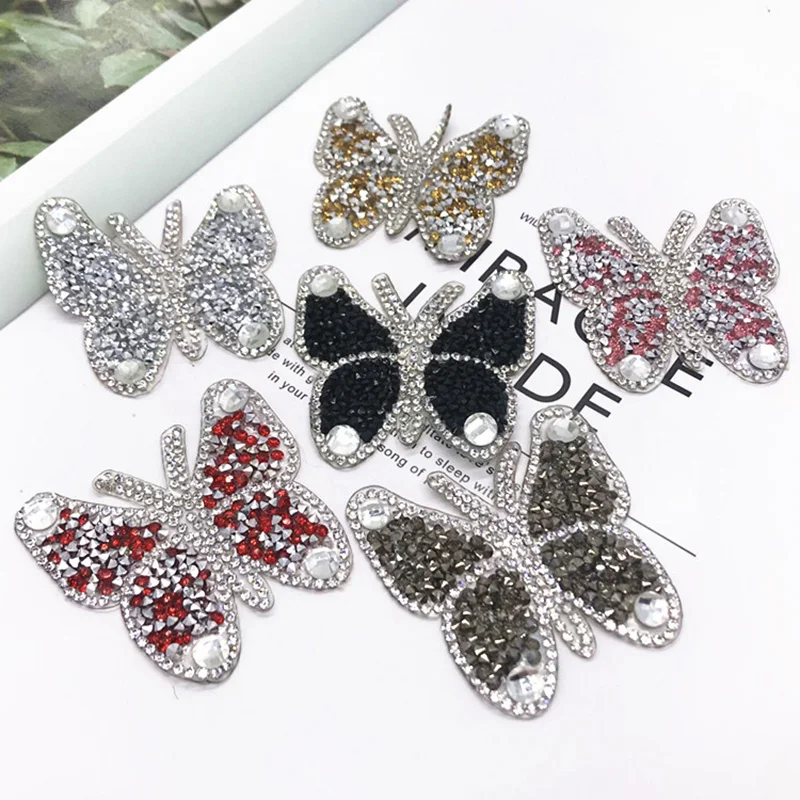 Naprasowanki motyl Rhinestone DIY na odzież kurtka plecak plakietki termiczne do szycia dekoracyjne BX070