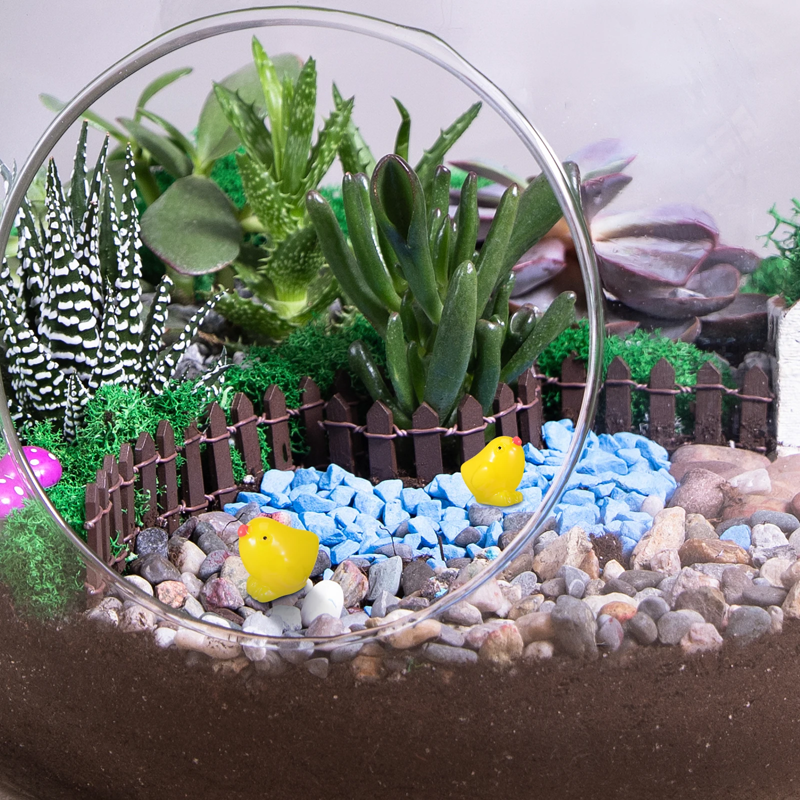 

200 Pcs Moss Micro Landscape Chicken Decorations Mini Figurines Resin Outdoor Animal Chickens Car Baby