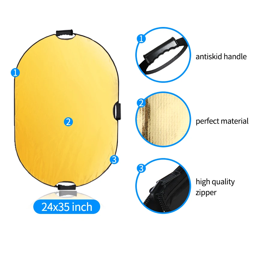 Selens 5 in 1 Photography Reflector Collapsible Portable Light Diffuser Round/Oval Multi Size Reflector For Photo Studio 반사판