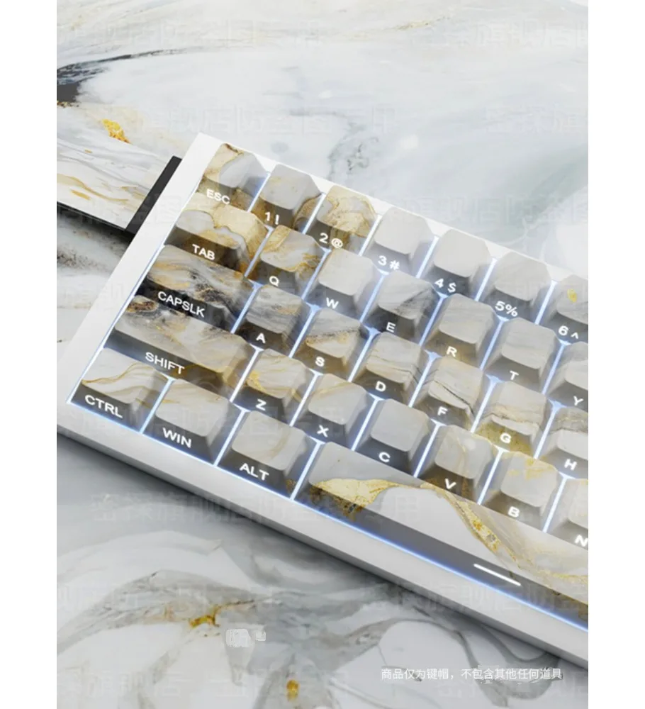 Small full set of keycaps keyboard 84/98/100 marble side engraved original light transmission full five-sided heat sublimation