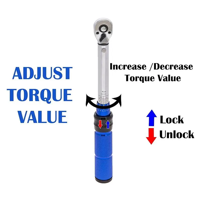 ABNQ Bike Torque Wrench Set, 1/4 Inch Drive Click 17.7 In./Lbs. to 212.4 In./Lbs. (2-24Nm) for Road Mountain Bikes