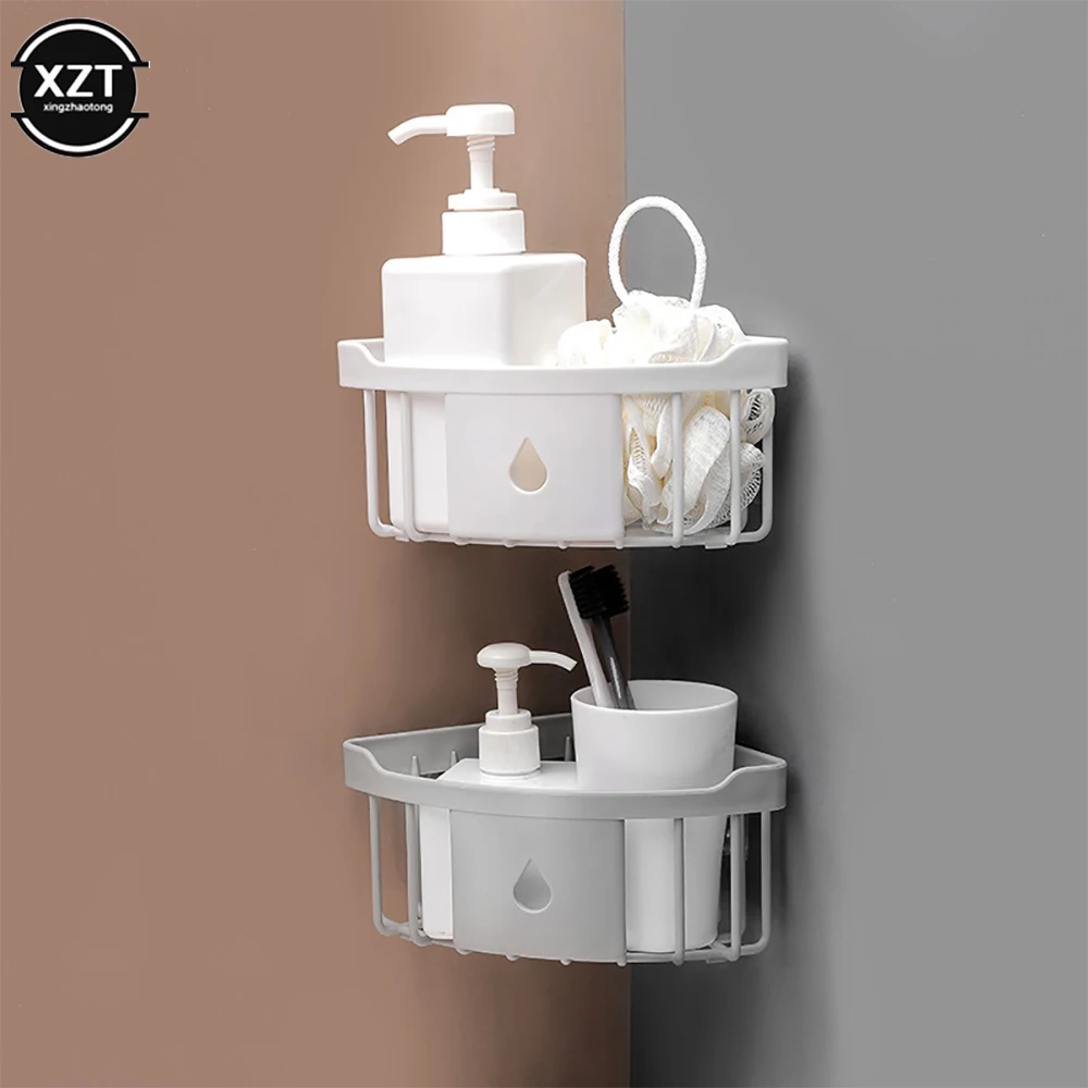 Plastic Free Hole Shelf Bathroom Shower Shelf Corner Bathtub Wall Mounted Shelf Storage Rack Organizer Kitchen Accessories