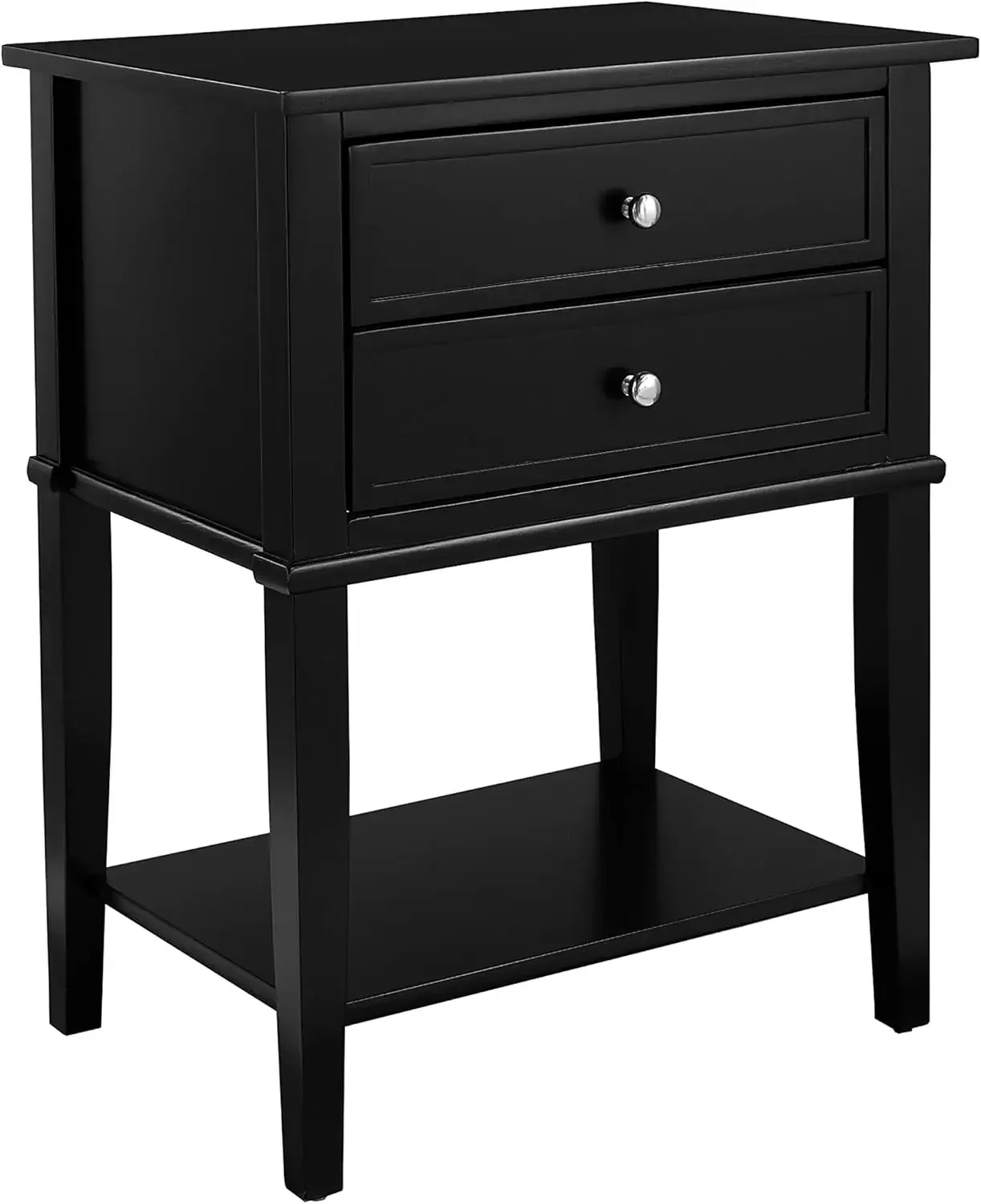 Home Franklin Accent Table with 2 Drawers, Black Finish, Engineered Wood Construction