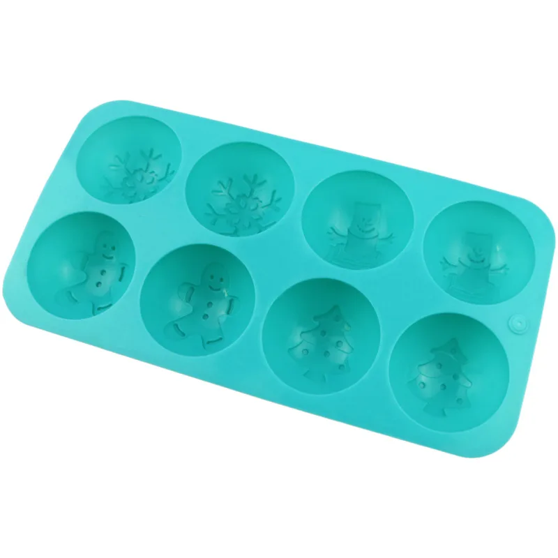 8 Semi-round Christmas, Silicone Cake Mold, Kitchen DIY Baking, High Temperature Oven Mould XG1324