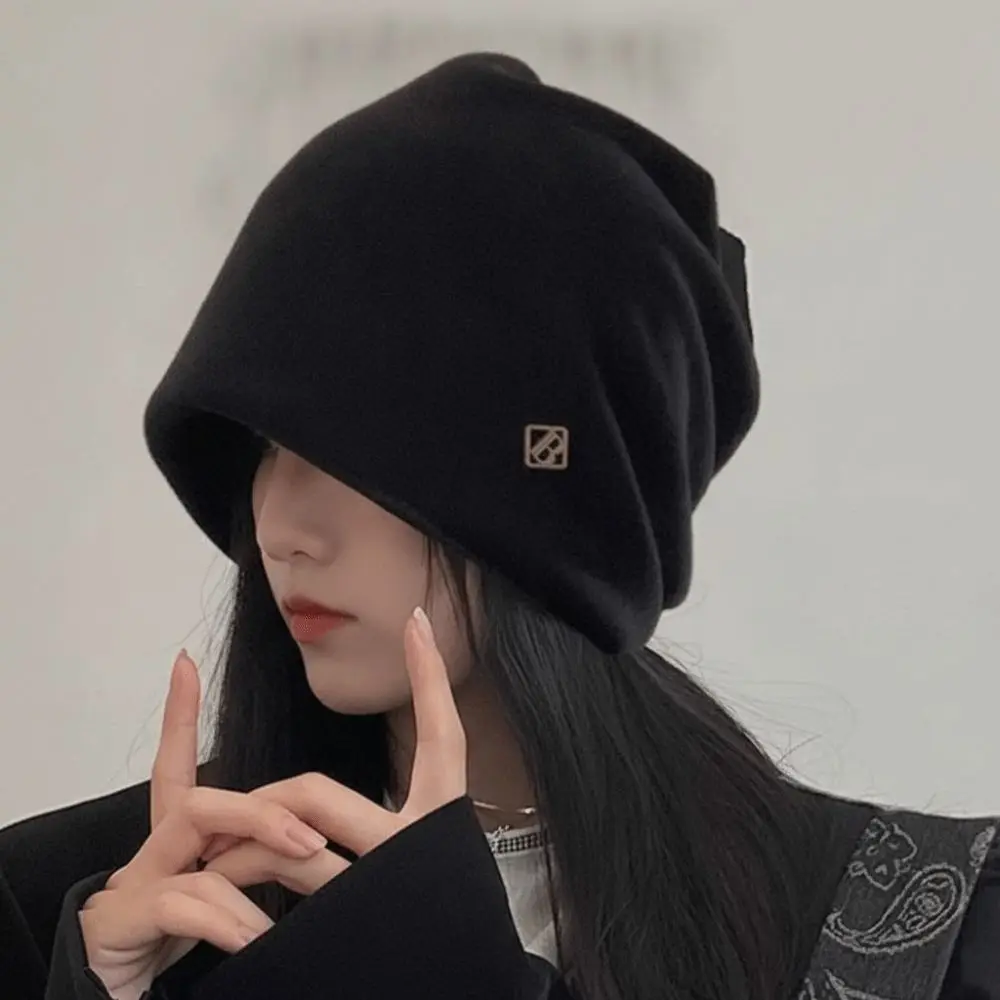 Elastic Slouchy Beanie Hat Breathable Solid Color Korean Style Cap Stretchable Thickened Warm Cold Headwear Outdoors