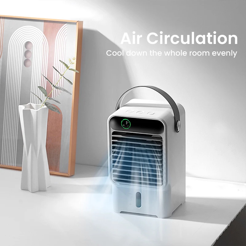 

Portable Water Circulation Cooling Fan 500ml Large Water Tank Smart Timer Three Gears Wind Soft Night Light Air Cooler Low Noise