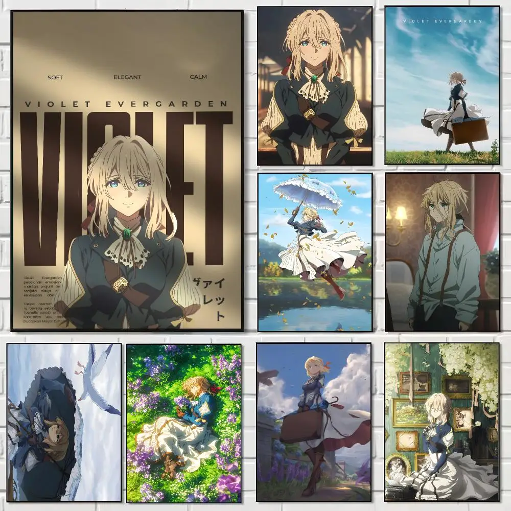 Japanese Anime V-Violet Evergarden Poster Pegatina artistica HD autoadhesiva impermeable para salon dormitorio