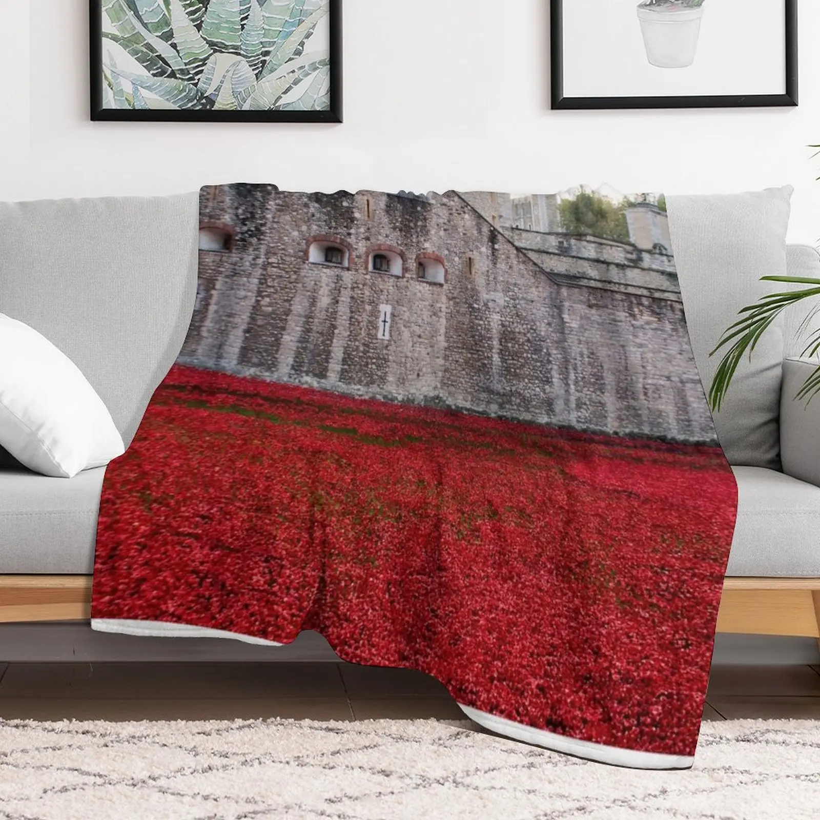 Tower of London Red Poppies Throw Blanket