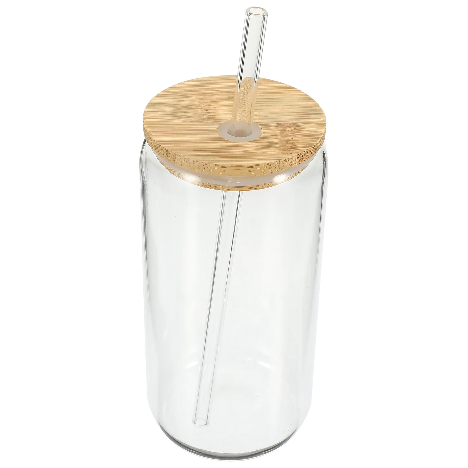 

Carton Bamboo Lid Drink Cup Travel Smoothie Straws Glass Tea Iced Coffee Tumbler with and