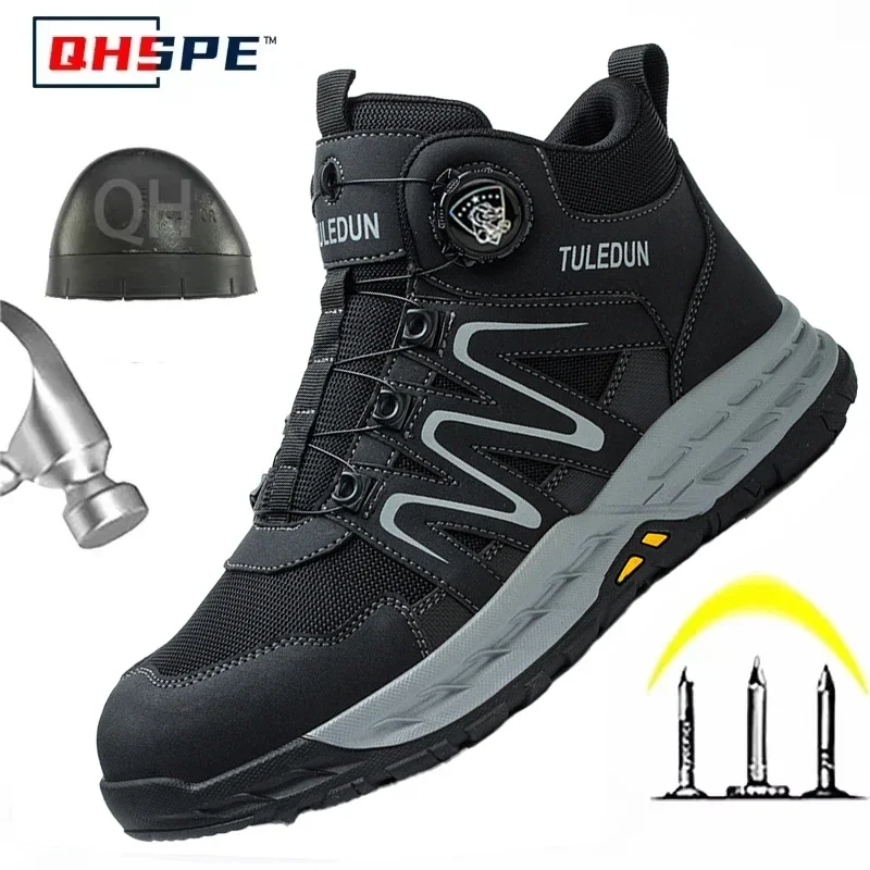 Men Summer Breathable Safety Shoes Mesh Anti Smash Puncture Proof Lightweight Comfortable Construction Work Boots