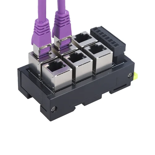 Imagen 2 del producto Bloque de terminales de puerto de red RJ45, montaje en carril DIN a 8 pines, 2/3/4/5/6 orificios, interruptor Hub, convertidor de señal serie RS232 RS485 RS422