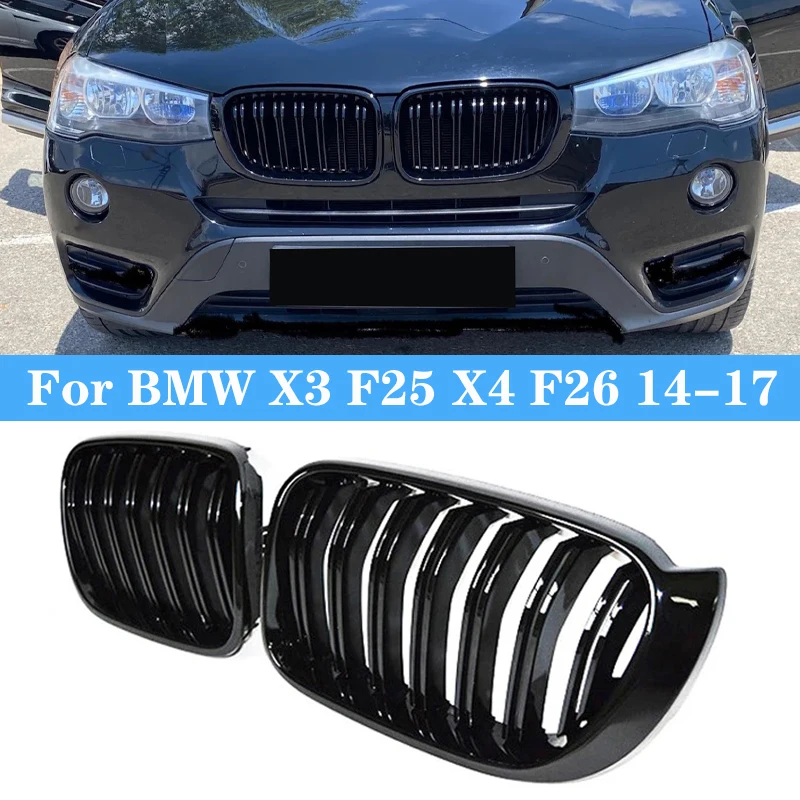 Front Kidney Double Line Grille Grill Replacement Racing Grills Grilles Auto Grill Accessories For BMW X3 X4 F25 F26 2014-2017