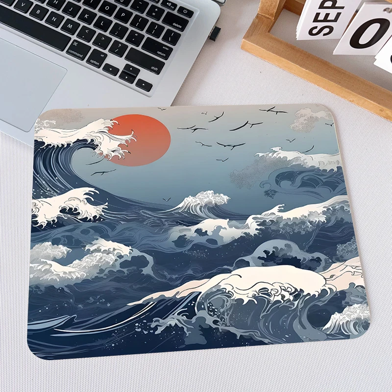 Great Wave Mouse Pad Anime Small Gaming Computer Non-slip Pad Keyboard Cushion Rug Chinese Carpet PC Gamer Desk Mat Office Desk