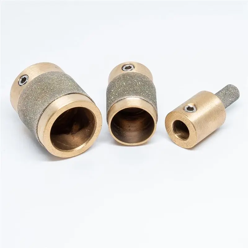 AFOURT-1 3/4 1/4 Inch Stained Glass Diamond Grinder Bit Tools 3 Sizes Brass Core Stained Glass Grinder Bits Durable Easy To Use