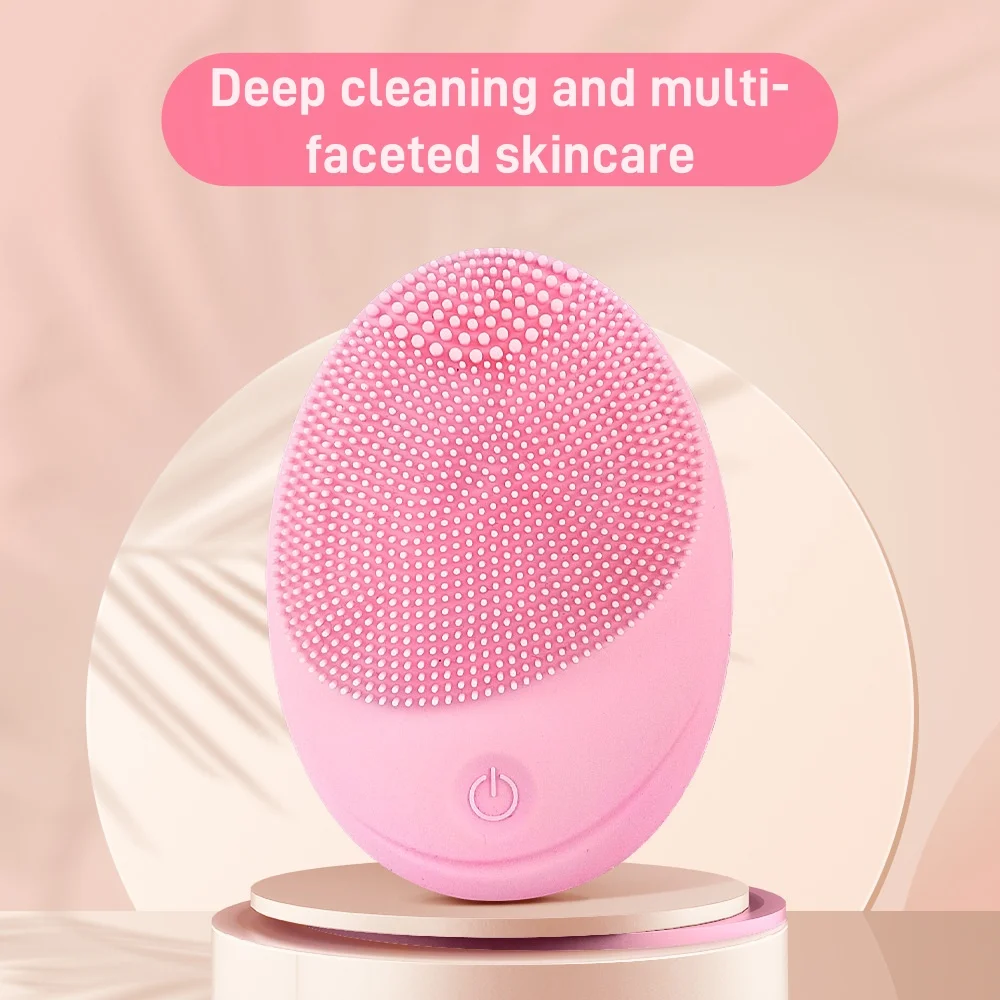 1 caixa de silicone elétrico limpador facial beleza escova facial massageador cabelo macio limpador ultrassônico vibração alta frequência