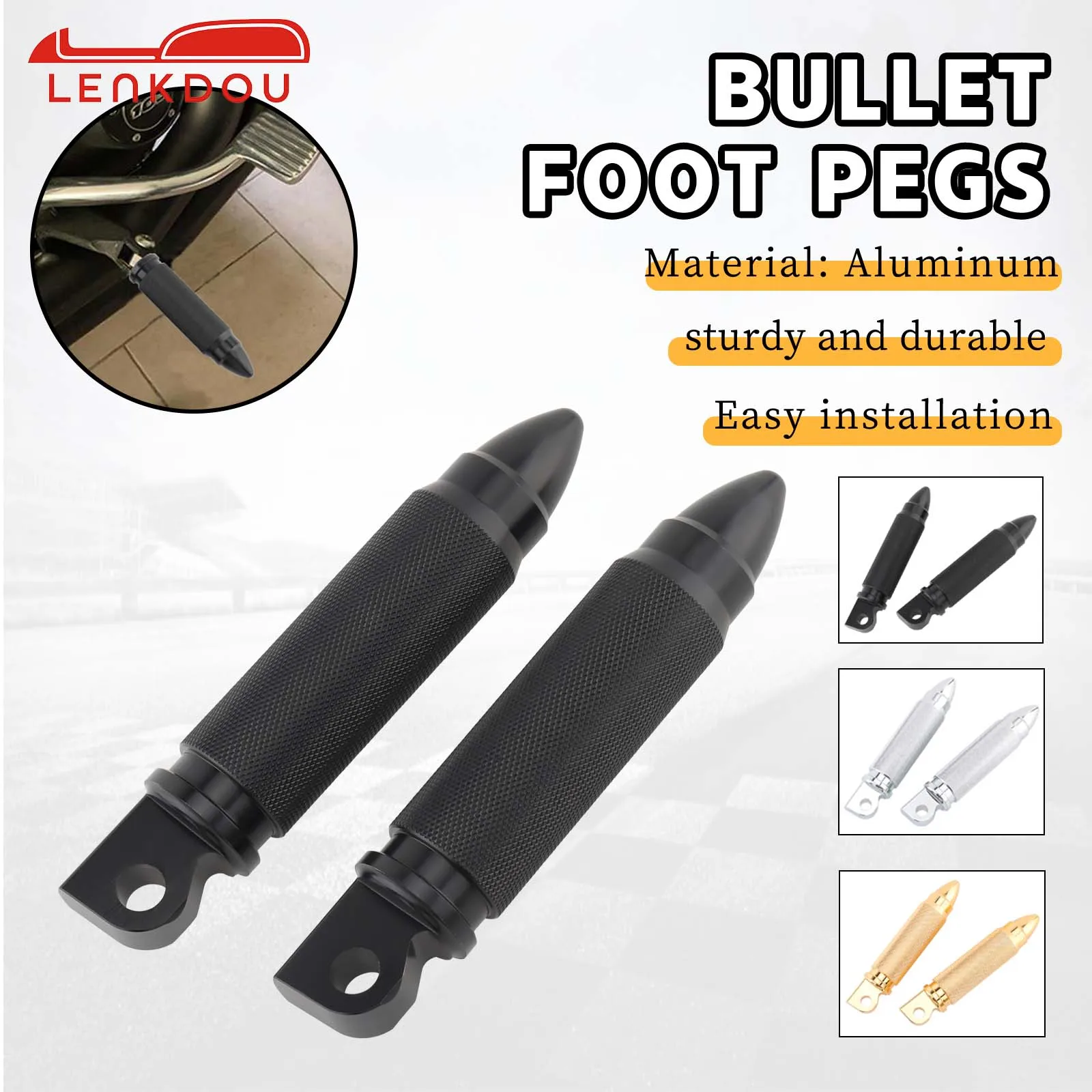 

Motorcycle Bullet Foot Pegs Footrests Pedals For Harley Touring Road King Sportster XL 883 1200 Dyna Street Bob Softail Fat Boy