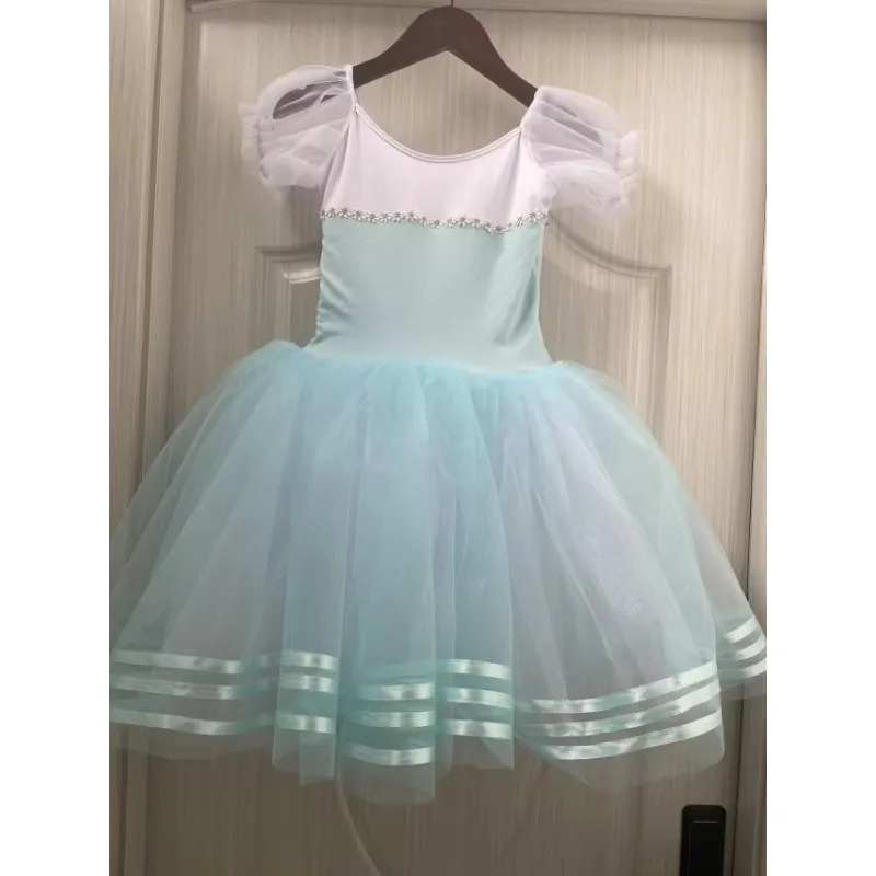 

Children Ballet Skirt Sky Blue Professional Long Ballet Tutu Dress For Women Girls Kids Performance Dance Ballerina Costumes