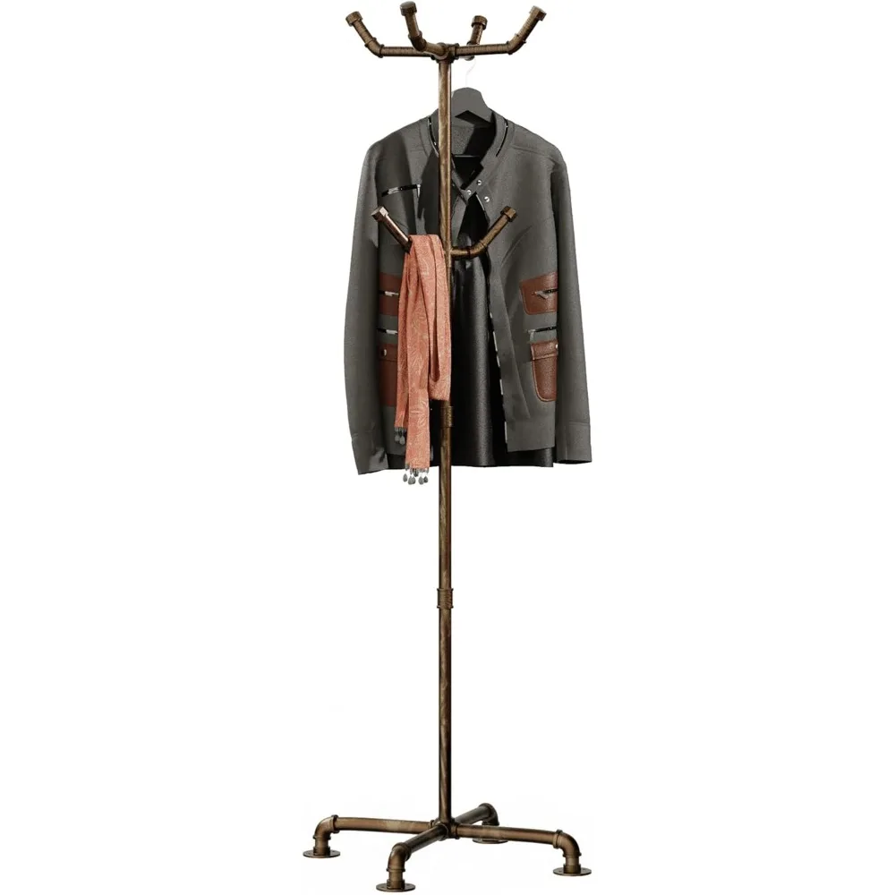 

Industrial Coat Rack, Metal Pipe Coat Rack Stand Freestanding with