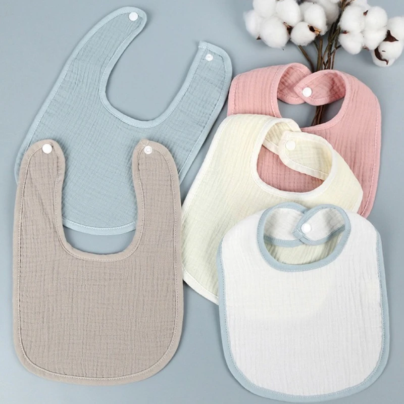 

Однотонные махровые детские слюнявчики из хлопка, регулируемые, в корейском стиле, для мальчиков и девочек, с карманом, банданы, для кормления и отрыжки