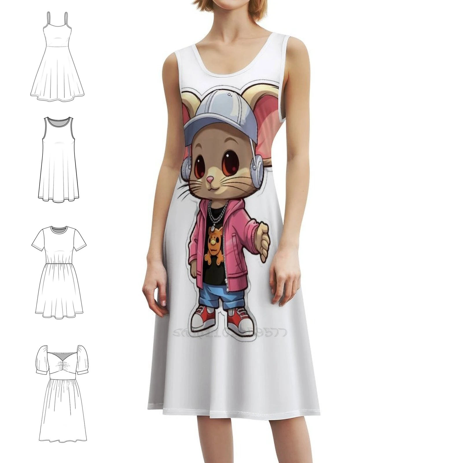 Kpop الهيب هوب ماوس 3 فستان سموك الأزهار للنساء الربيع الصيف فستان كاجوال للحزب لطيف كول الهيب هوب Kpop ماوس الإناث #1