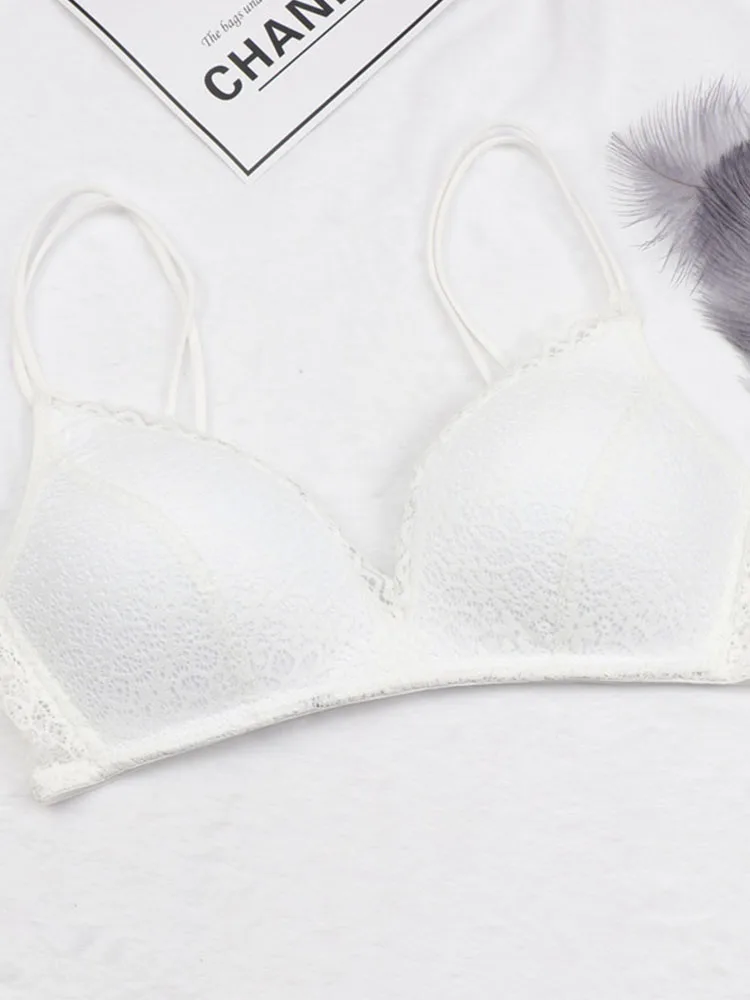 Frauen BH sexy Spitze Bra lette Blumen drahtlosen BH weibliche Unterwäsche eine B Tasse Dessous weiche einfarbige ultra dünne Büstenhalter