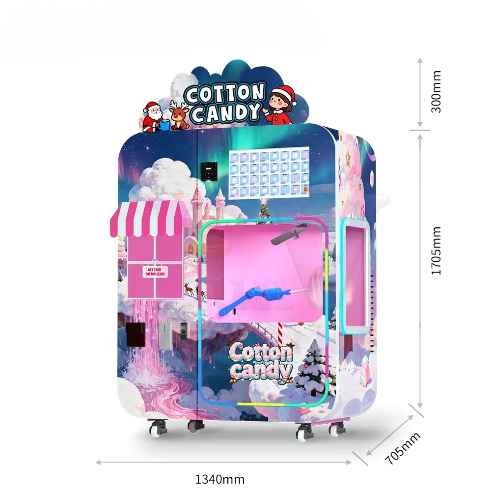 New Design Durable Metal Cotton Candy Vending Machine with Automatic Sugar Sales Water Resistant