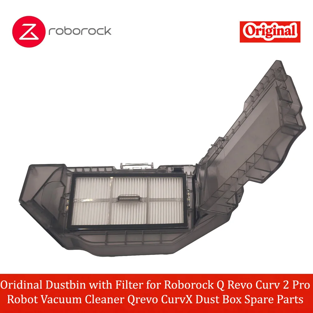 Original Dustbin with Filter for Roborock Q Revo Curv 2 Pro Robot Vacuum Cleaner Qrevo CurvX Dust Box Spare Parts