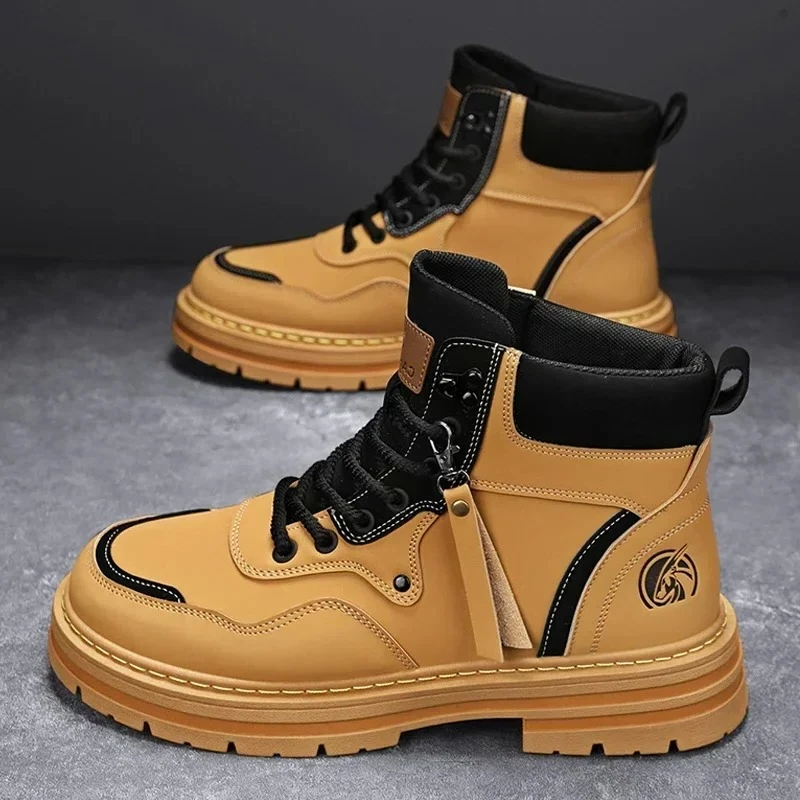 Mens Boots 2025 Casual Shoes Winter Platform Leather Designer Luxury Chelsea Cowboy Outdoor Work Safety Ankle Sneakers