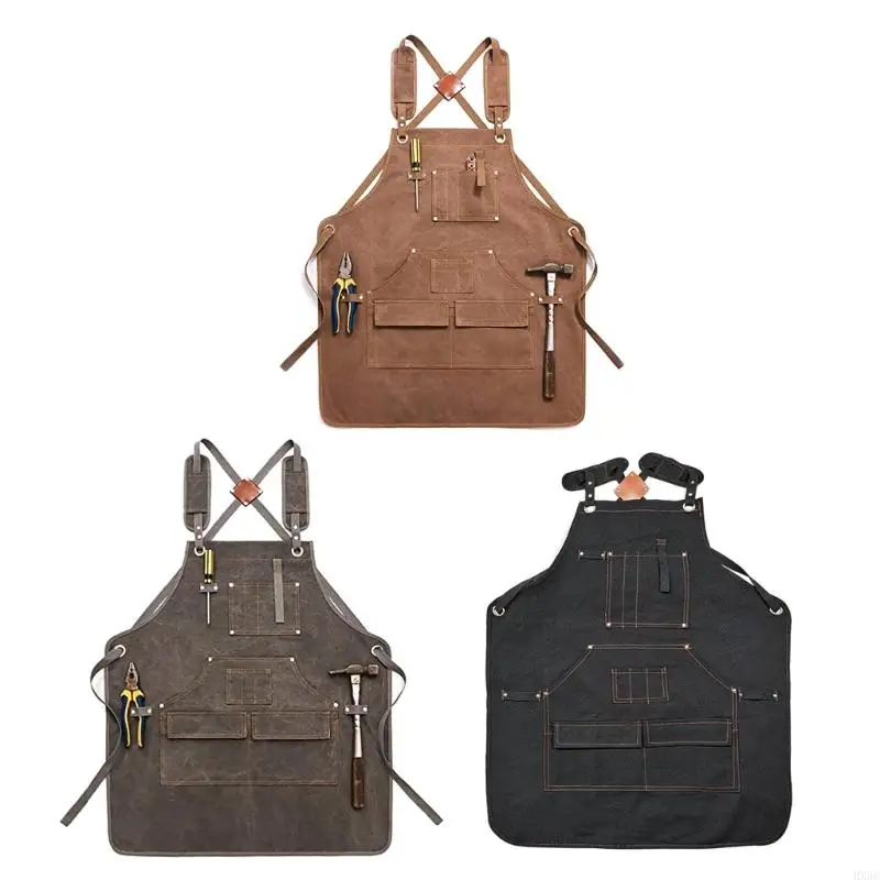 Fully Adjustable Crosses Back Tool Apron for Men Women with Hand Tool Pockets for Mechanic Woodworker Carpenter Apron HX6C