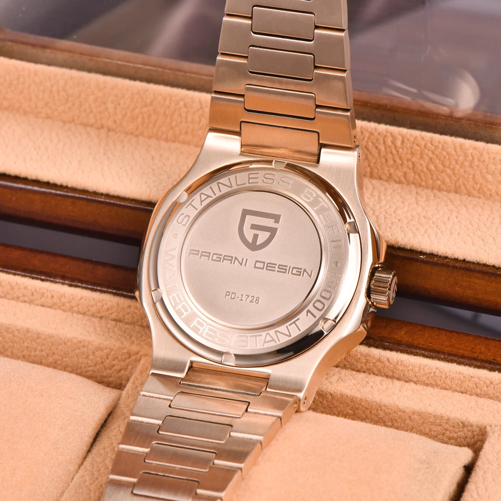 PAGANI DESIGN ساعات 2025 جديد فاخر ارتفع الذهب التلقائي ساعة ميكانيكية الرجال الياقوت كريستال مقاوم للماء ساعة من الفولاذ المقاوم للصدأ