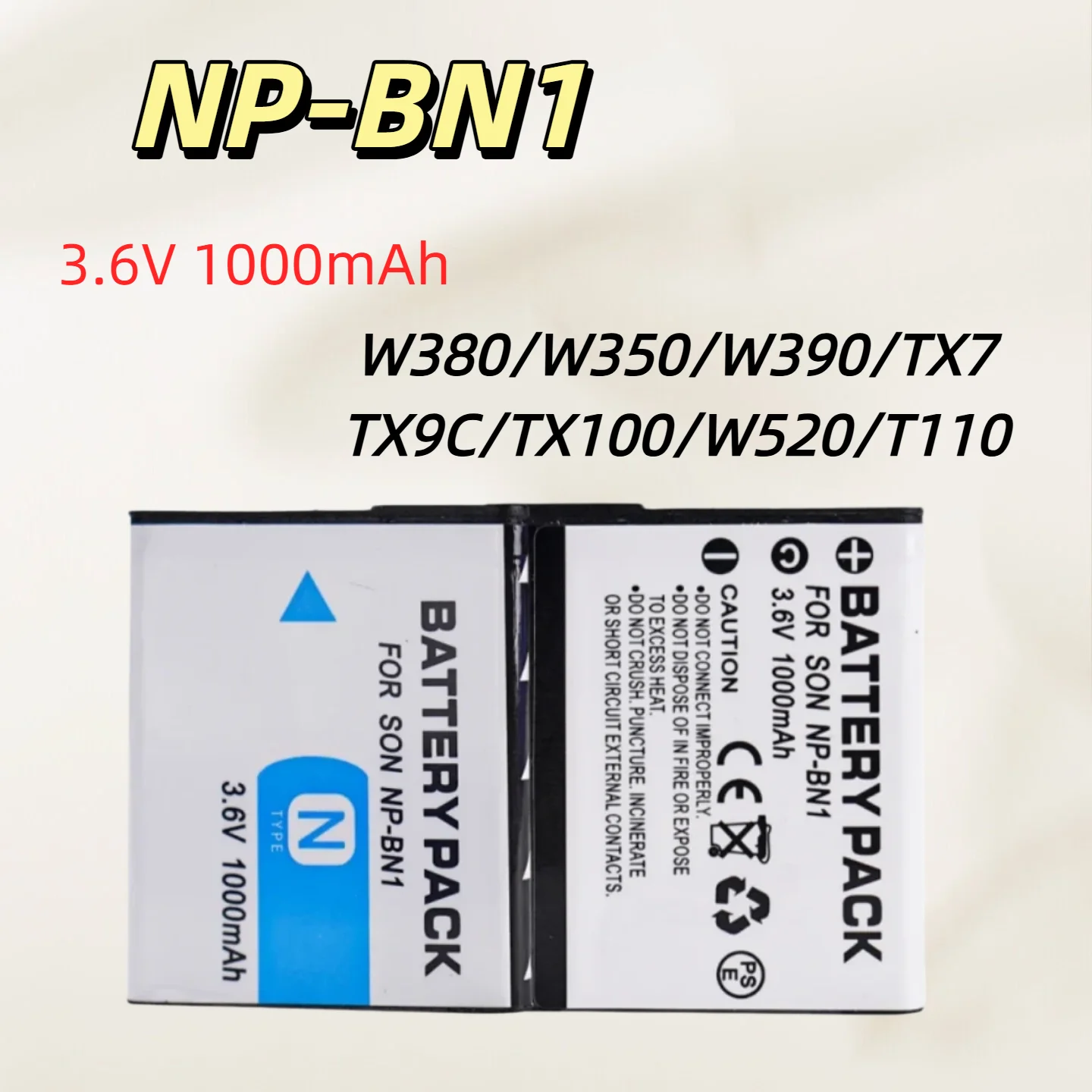 

NP-BN1 Digital Camera Battery 1250mAh Rechargeable Battery For Sony DSC-W380 W350 W390 TX7 TX9C TX100 W520 T110