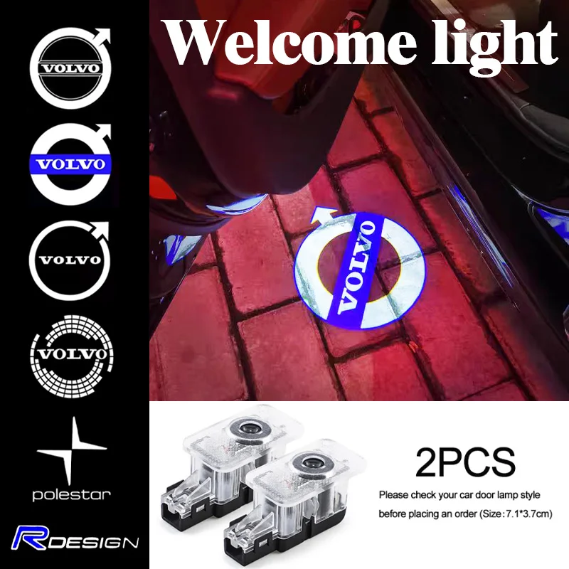 2Pcs Car Door Welcome LED Projector Laser Logo Door Light For Volvo Rdesign Polestar AWD V50 S60 XC60 S40 XC40 XC90 V60 S80 S90