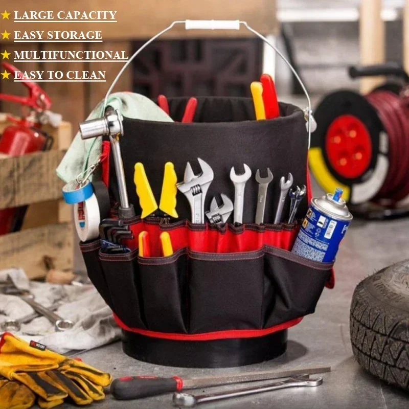 New Portable 1680D Oxford Cloth Tool Bag Large Capacity Handware Garden Bucket Organizer Planting Props Baskets Placing Toolbag