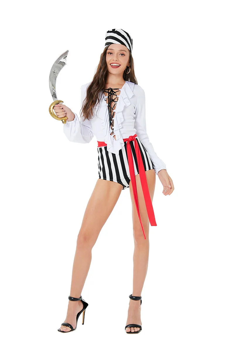 ชุดโจรสลัดเซ็กซี่ ชุดคอสเพลย์ผู้หญิง ชุดแสดงเวที ไซส์ใหญ่ สำหรับฮาโลวีน สินค้ามาใหม่ ชุดการแสดงแนวชาติพันธุ์