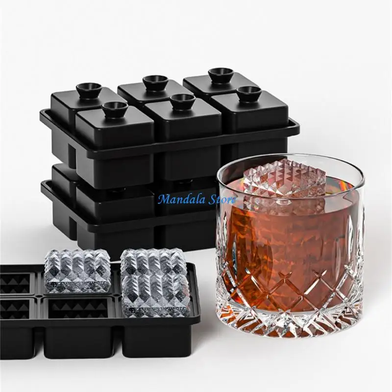 

U2JC Large Capacity 6 Cavity Engraved Ice Cubes Tray Perfect For Summer Beverages