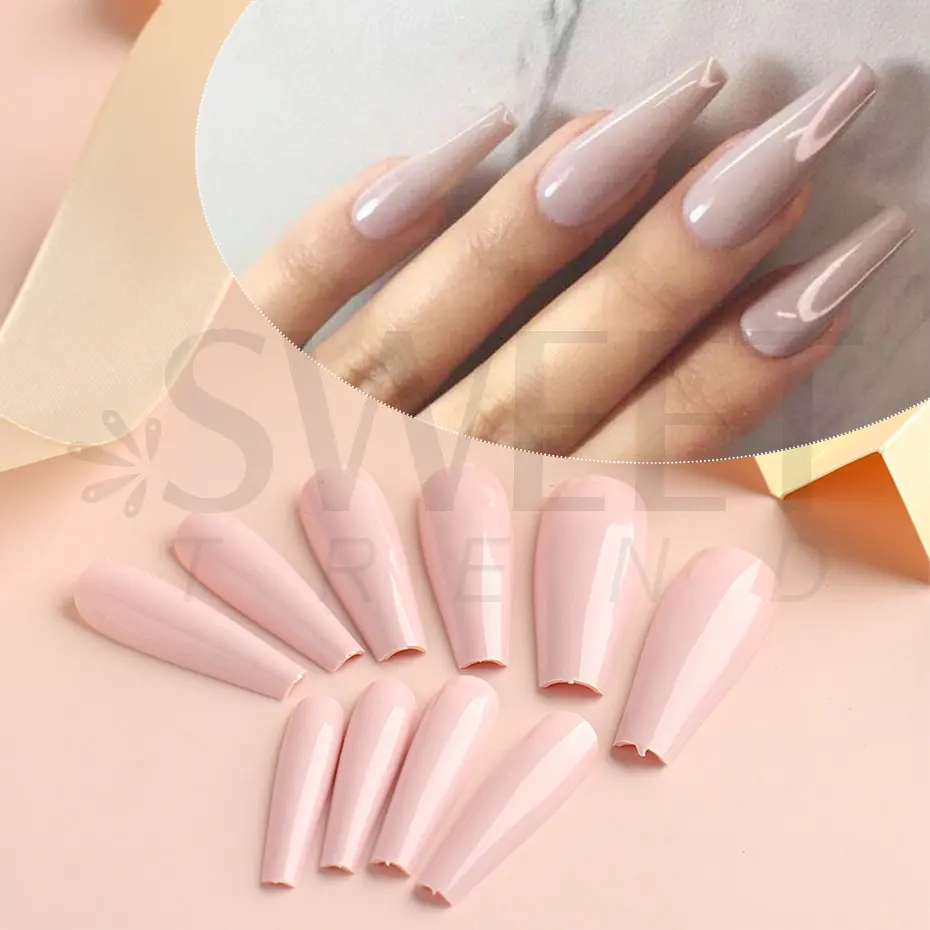 100 Stück künstliche Nägel zum Aufkleben, Acryl-Verlängerung, Coffin-Formen, Nagelspitzen, Gel-Nagellack, Sommer-Kunstnägel-Sets, Werkzeugsets – Detail 3
