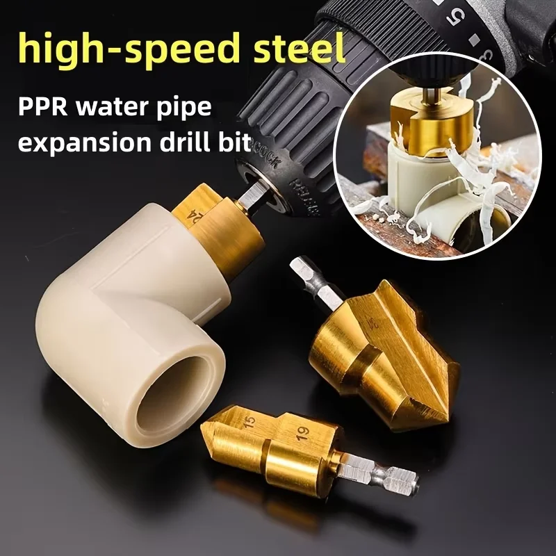 PPR Water Pipe Lifting Drill Bit 20/25/32 Hexagonal Handle Step Drill Bit Repair and Leak Repair Water Pipe Connecting Tool