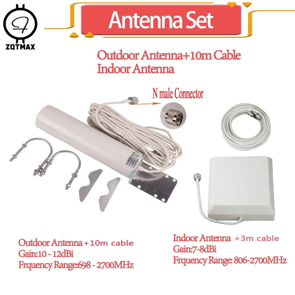 ZQTMAX-antena de comunicación con cable, amplificador de señal celular con cable, 12dBi, 900, 1800, 2100, 2600, para UMTS 3G, LTE, 4G