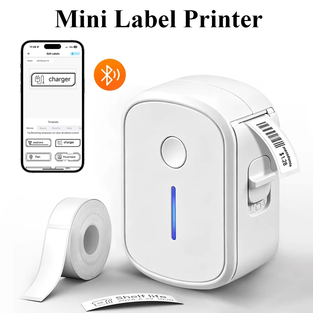 Bluetooth Mini Label Printer, Portable Inkless Thermal Sticker Maker, Wireless Label Printer,Self-Adhesive Labeling Machine L1