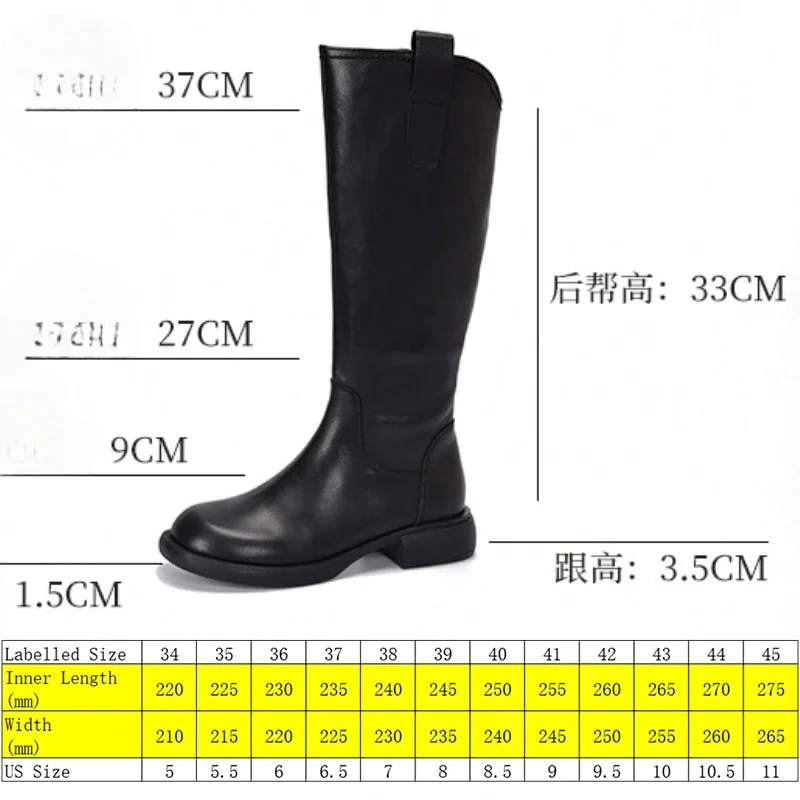 Koznoy 3.5cm New Natural COW Genuine Leather Spring Fashion Zip Knee High Flats Boots Women Chimney Booties Autumn Ladies Shoes