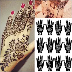 Autoadesivo Henna Tattoo Stencil, Flor da Índia, Modelo Temporário, Corpo das Mulheres, Braço, Perna, Art Paint, Beleza, Maquiagem