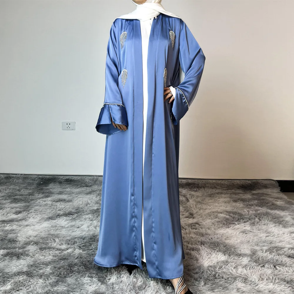 Dubai mujeres Kimono abierto Abaya vestido interior Kaftan conjunto musulmán con bufanda cinturón Islam bata Marruecos Turquía ropa islámica caftán